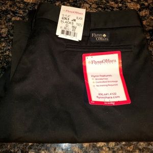 Girls Junior Flat Front Slacks - Black, new
